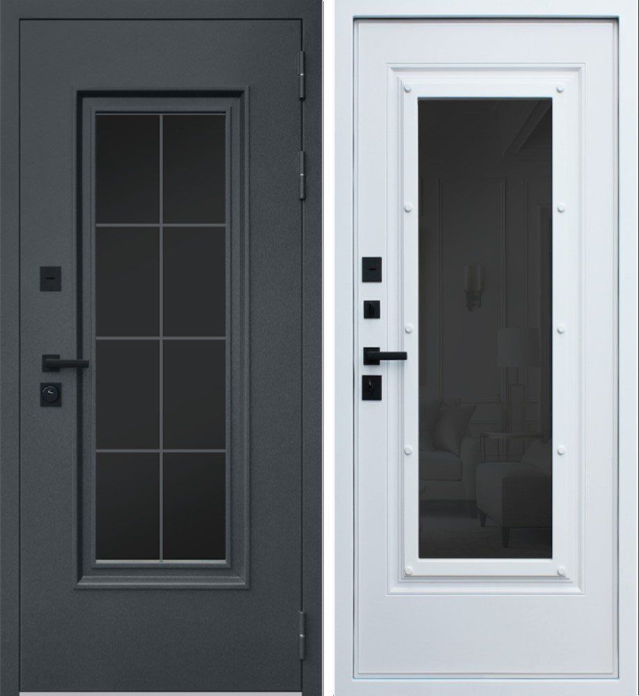 Фото Дверь Titanium с Окном и Английской Решеткой Терморазрыв 3К DIS007260